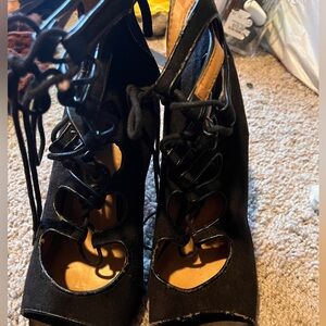 Black Lace-Up Heels